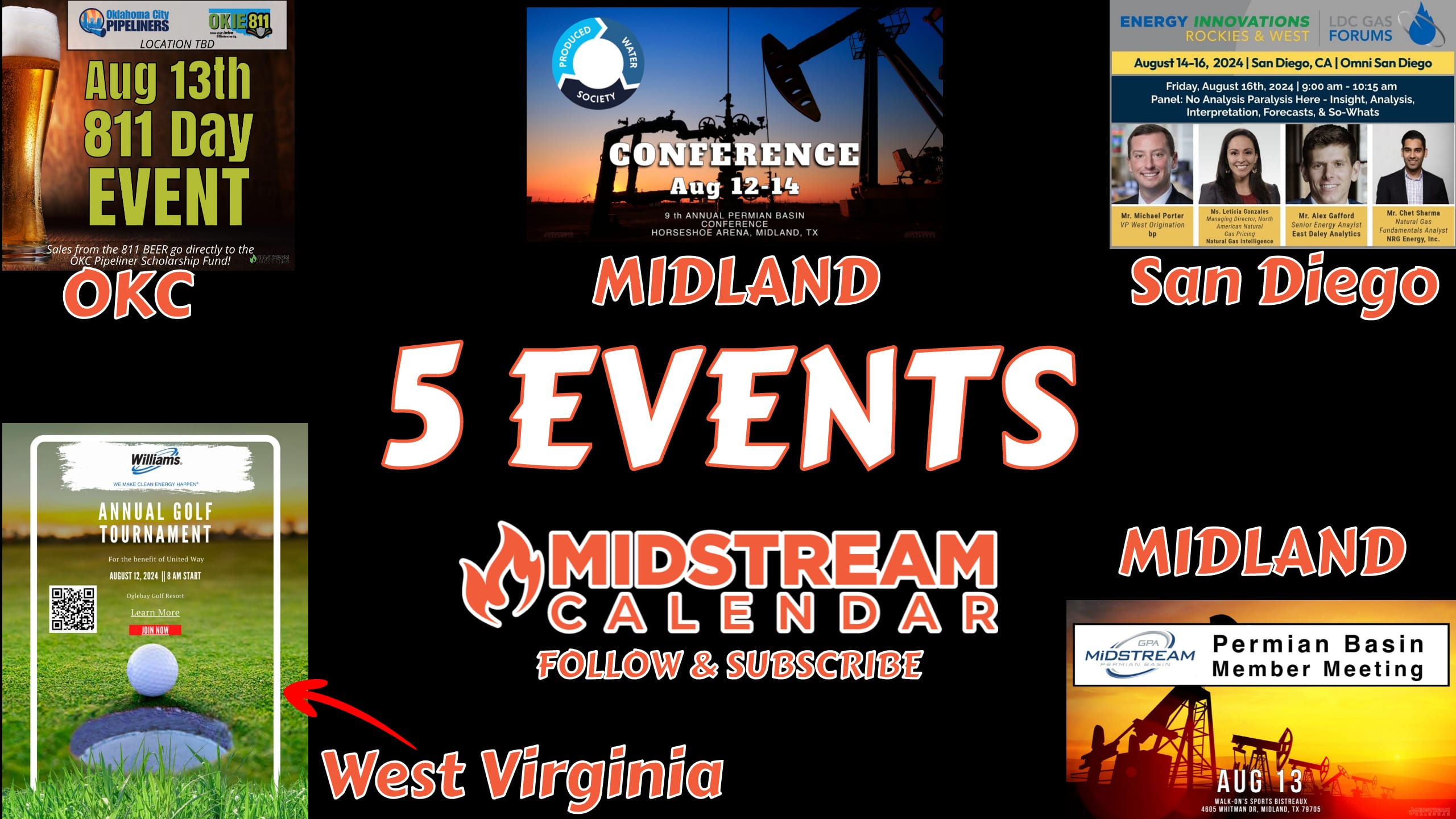 5 EVENTS : Week of Aug 12 – Midstream Calendar Event Reminders