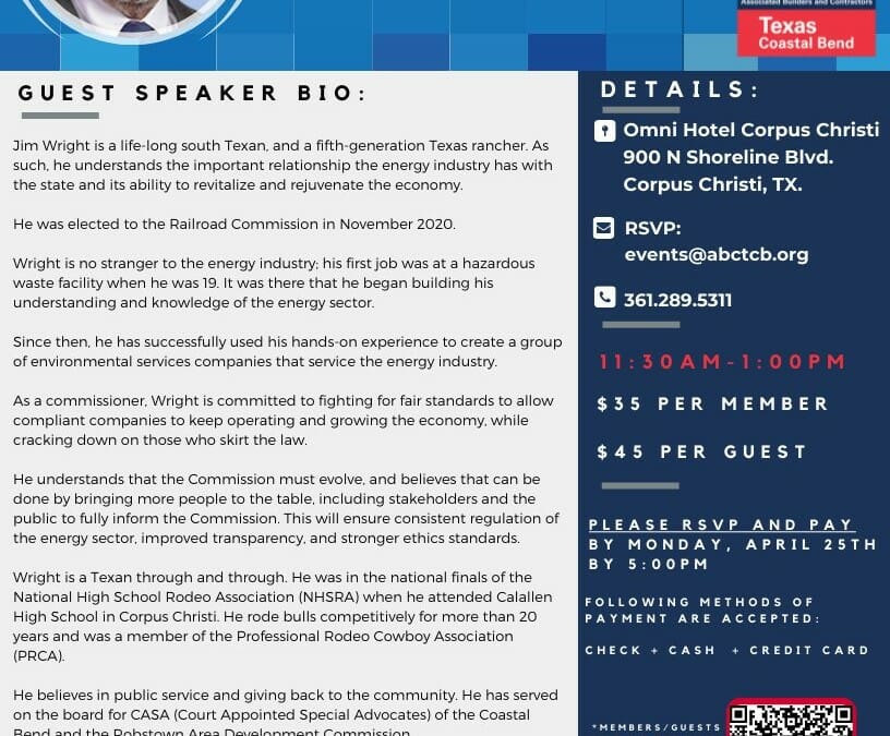 ABC Texas Coastal Bend April Monthly Luncheon April 27- Corpus Christi