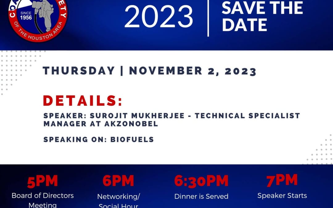 Register Now for the Houston Coating Society Monthly Meeting November 2, 2023 – Pasadena, TX