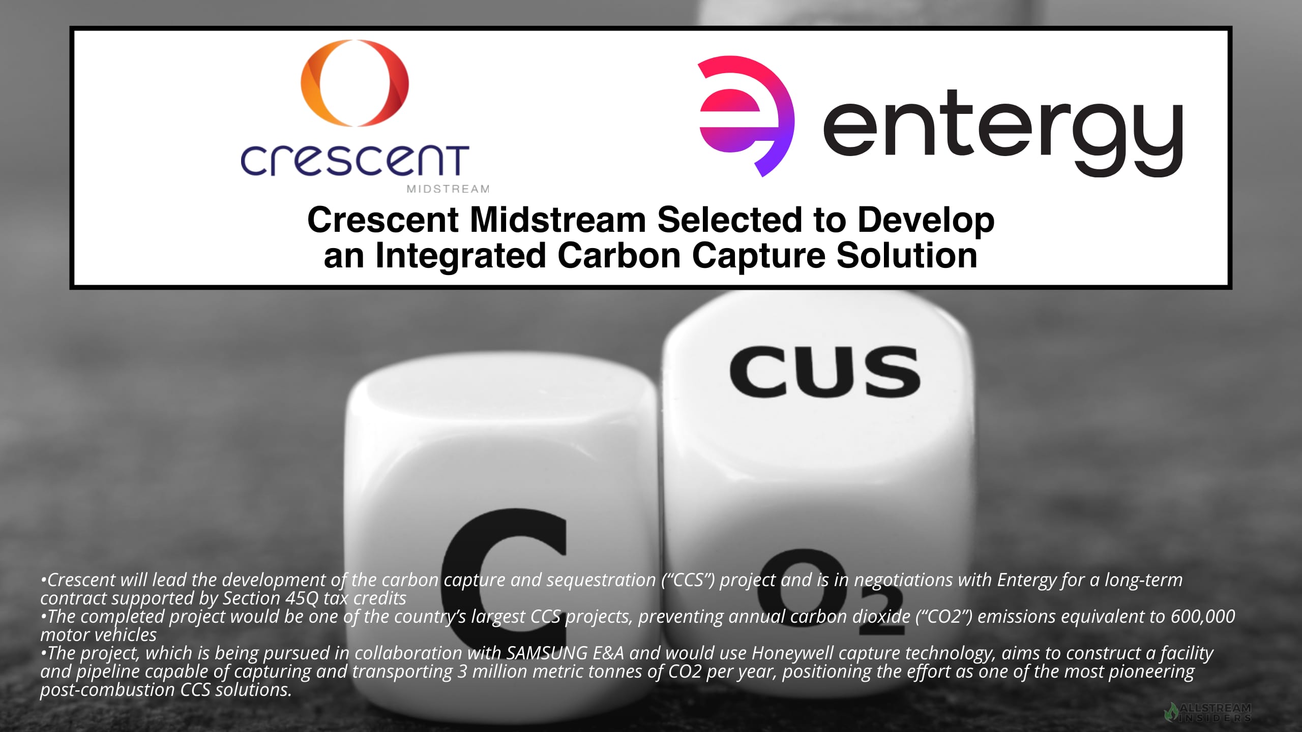Crescent Midstream Selected to Develop an Integrated Carbon Capture Solution for Entergy Louisiana Natural Gas Power Plant
