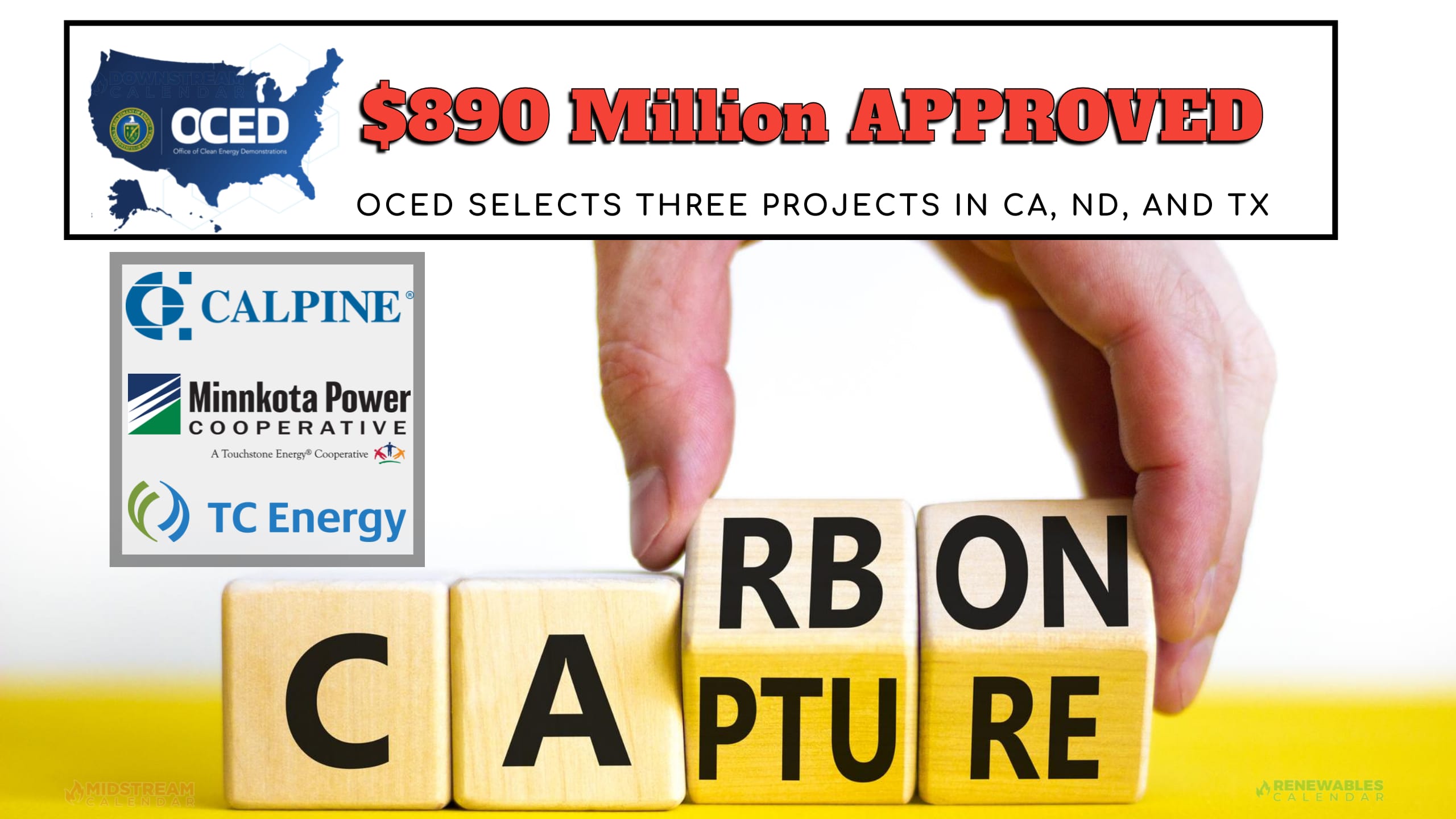Dec 14: (TC Energy & Calpine Highlight)DOE Approves $890 Million in Funding for Three Projects to Demonstrate Carbon Capture, Transport and Storage