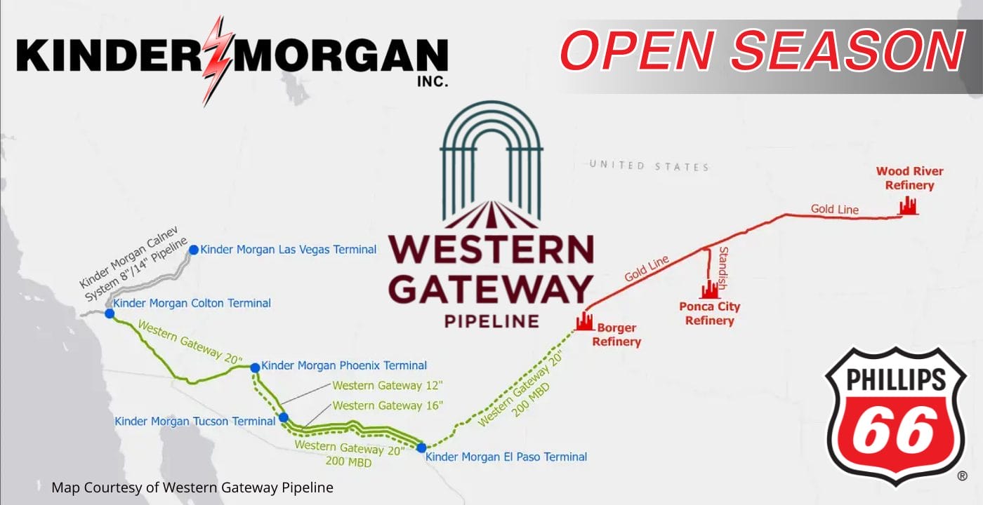 Phillips 66 and Kinder Morgan, Inc. Announce Binding Open Season for Western Gateway Pipeline