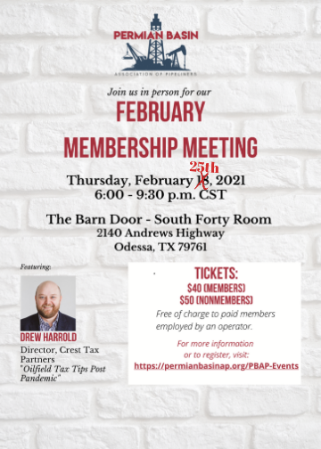 February Membership Meeting  2/25(Changed Date)
