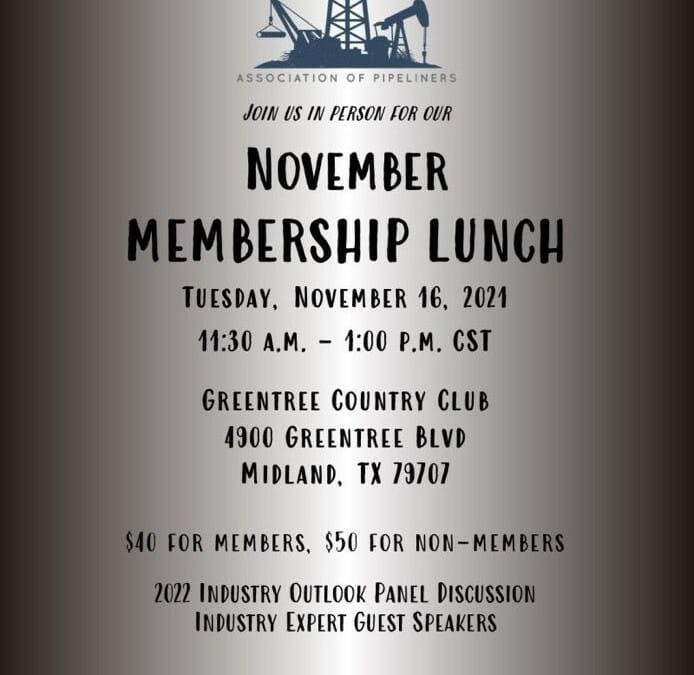 Register Today for the Permian Basin Association of Pipeliners November Meeting on 11/16